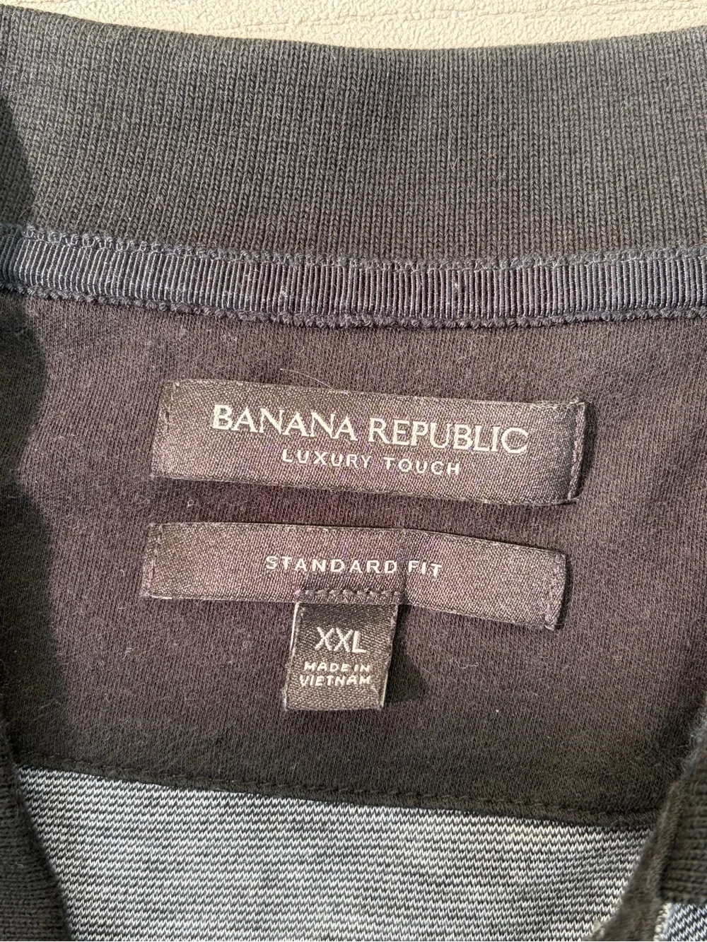 Banana Republic Gray Heather Polo with Black Collar
